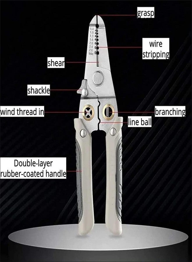 BKQPTL 6-in-1 Wire Stripper & Crimping Tool - Stainless Steel Wire Cutter, Cable Stripper, Wiring Winder & Multi-Function Pliers for Electricians - Image 3